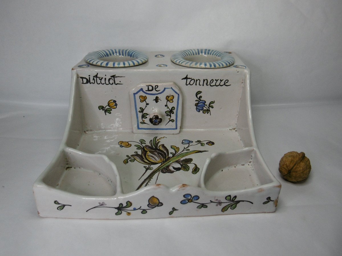 Revolutionary Inkwell In Faience From Ancy Le Franc From The 18th Century-photo-4