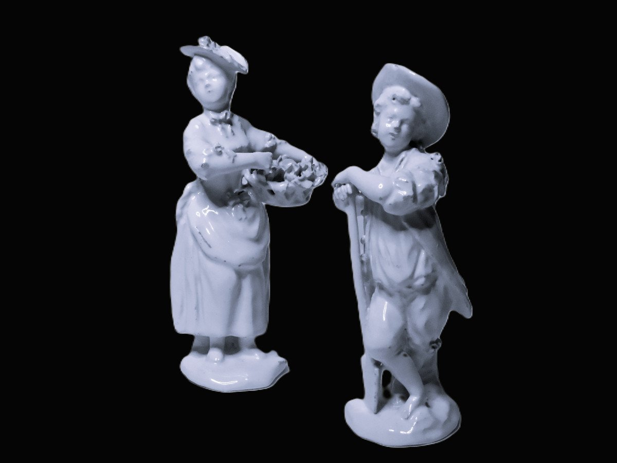 Pair Of White Earthenware Gardeners From Sceaux Or Est, 18th Century-photo-2