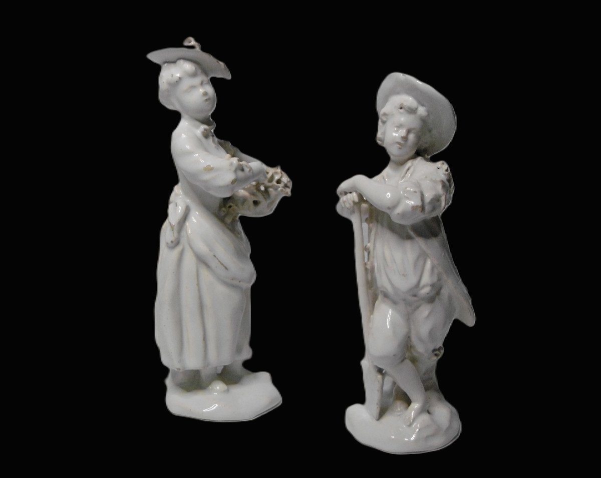 Pair Of White Earthenware Gardeners From Sceaux Or Est, 18th Century-photo-3