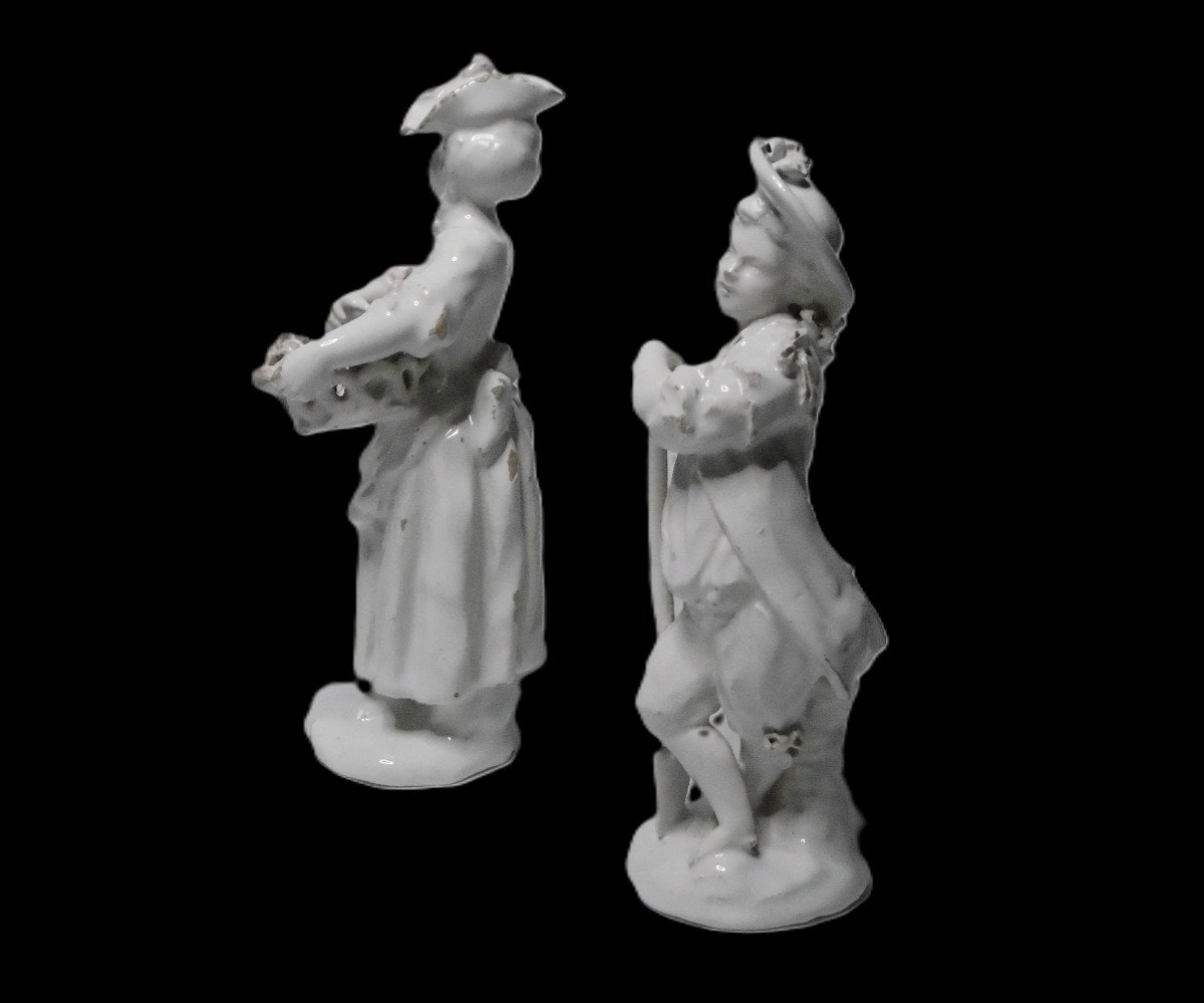 Pair Of White Earthenware Gardeners From Sceaux Or Est, 18th Century-photo-4