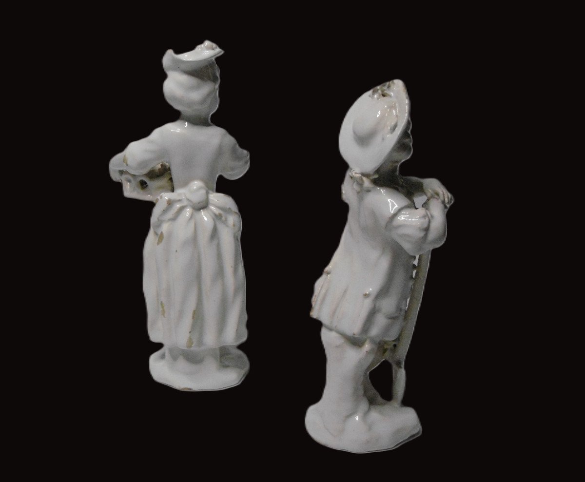 Pair Of White Earthenware Gardeners From Sceaux Or Est, 18th Century-photo-3