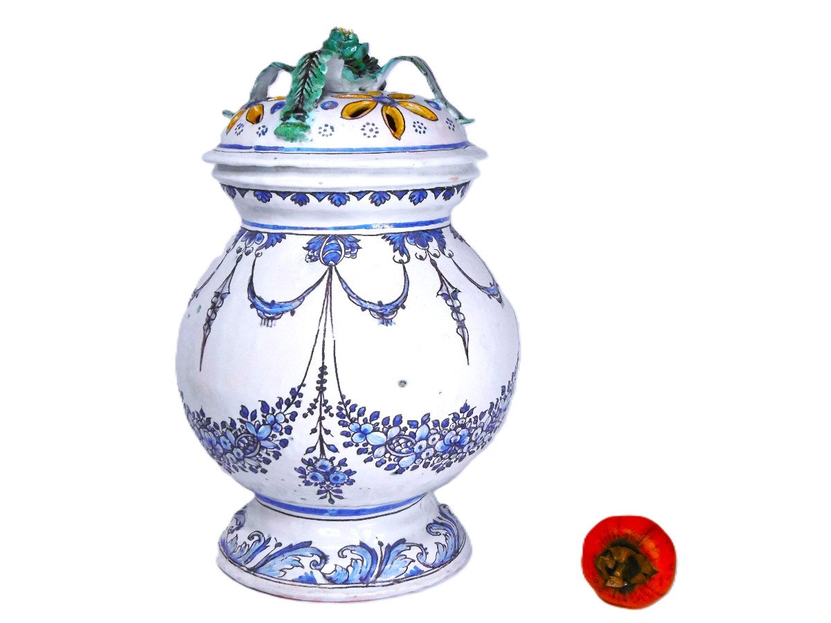 Faience De Saint Cloud Grand Vase Polychrome Dit Pot Pourri d'Epoque XVIIIéme Siecle-photo-4