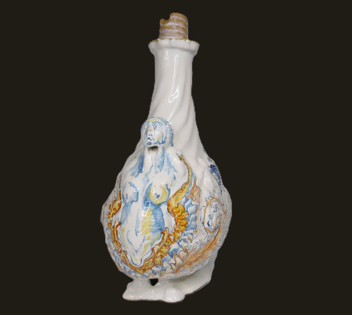 Faience De Faenza Gourde Possiblement Aux Armes Des Imperiali d'Epoque XVIéme Siecle-photo-3