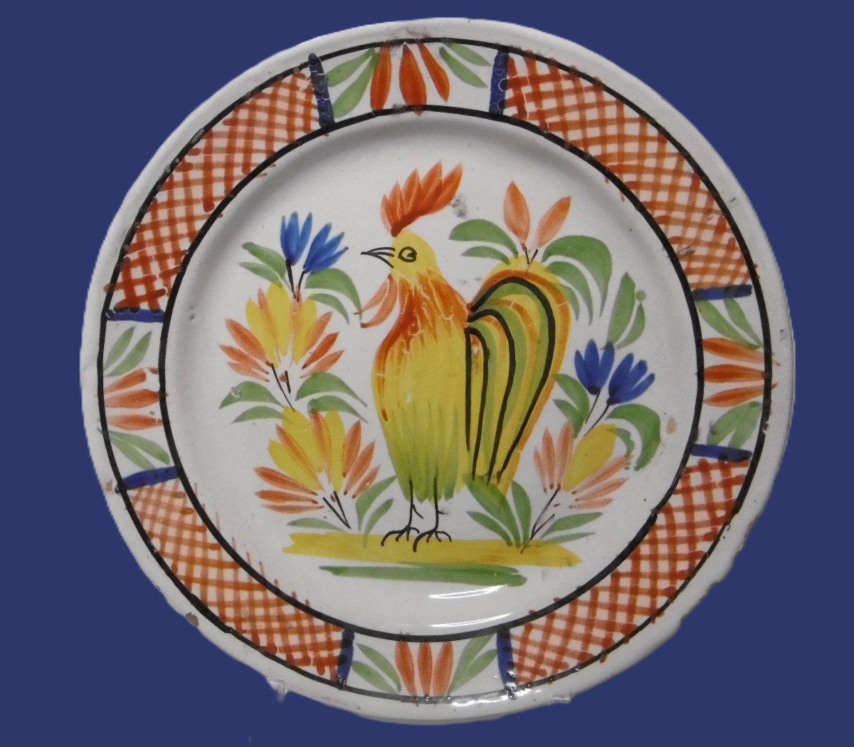 Faience De Quimper Assiette Au Coq d'Epoque Fin XVIIIéme  Siecle