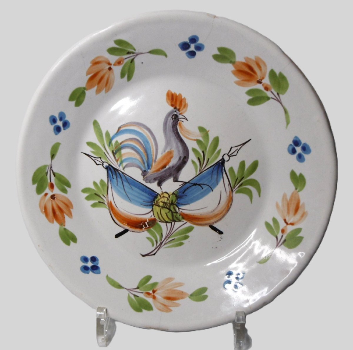 Faience De Dax   Fabrique Larroque Dorot Assiette Patriotique d'Epoque XIXéme Siecle