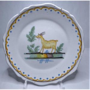 Faience De Nevers Plate Decorated With A Goat Late Eighteenth Century