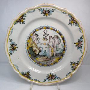 Ancy Le Franc Dish Monogram Decorated With The Judgment Of Paris Late 18th Century