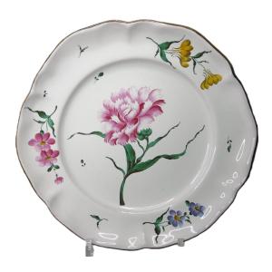 Faience De Strasbourg Assiette A Decor D Un Oeillet d'Epoque XVIIIéme Siecle,marquée