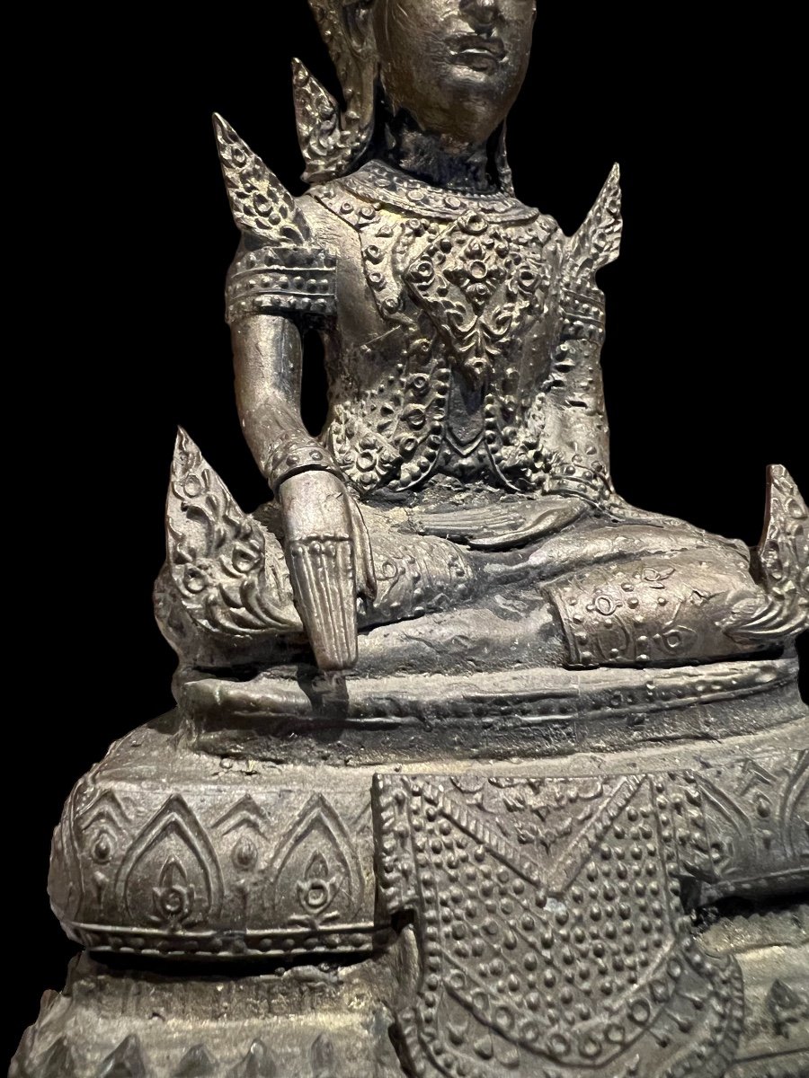 Très Bel Exemple De Bouddha Thaïlandais En Bronze "rattanakosin" - 19e Siècle-photo-1