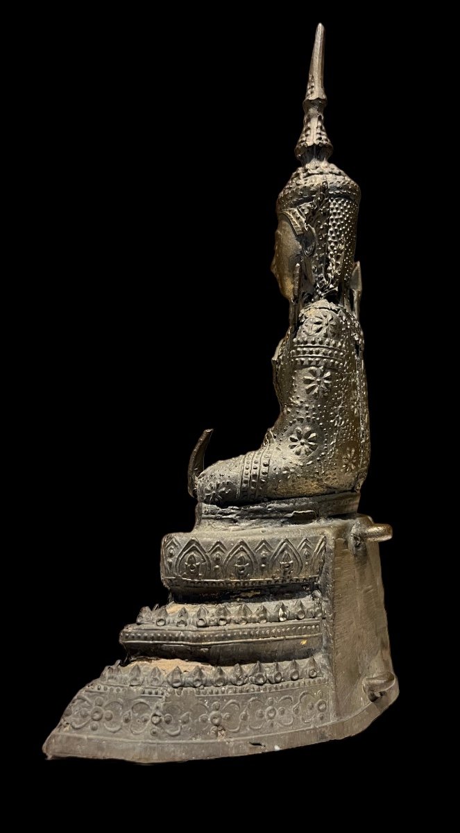 Très Bel Exemple De Bouddha Thaïlandais En Bronze "rattanakosin" - 19e Siècle-photo-4