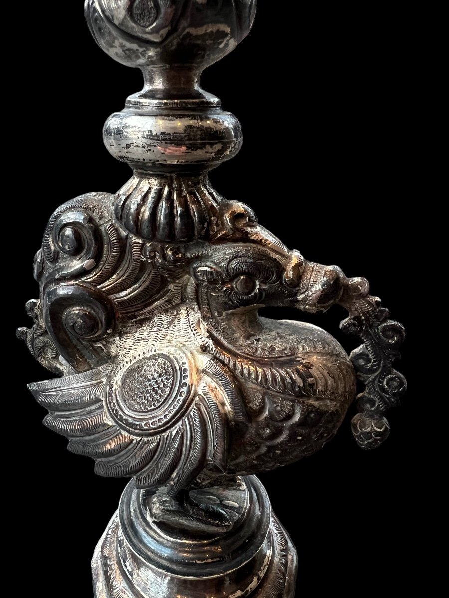 Magnificent Jewish Spice Tower In Sterling Silver, Handmade, European - Early 19th Century-photo-2