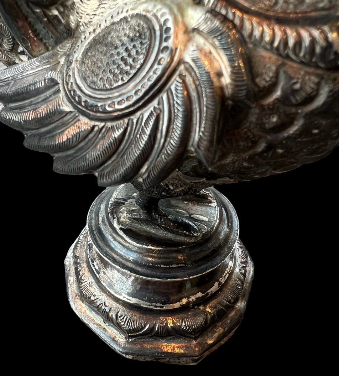 Magnificent Jewish Spice Tower In Sterling Silver, Handmade, European - Early 19th Century-photo-3