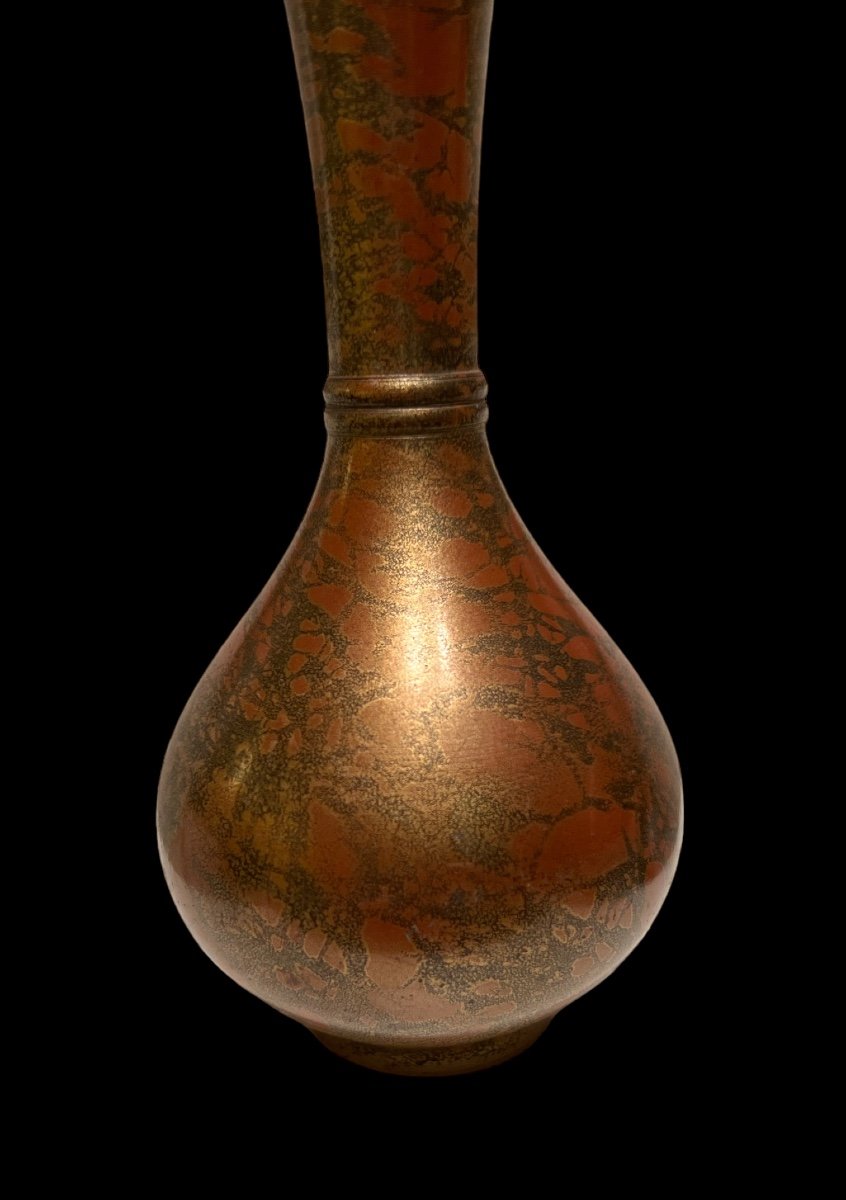 Vase Japonais En Bronze Avec "goldsplash" - Fin De La Période Meiji, Début De La Période Taisho-photo-1