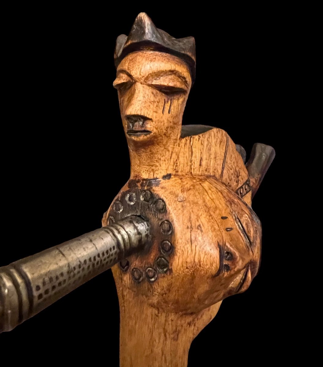 Rare Ax In Wood And Wrought Iron From The 'pende' Tribe Of Congo - Africa - Early 20th Century-photo-4