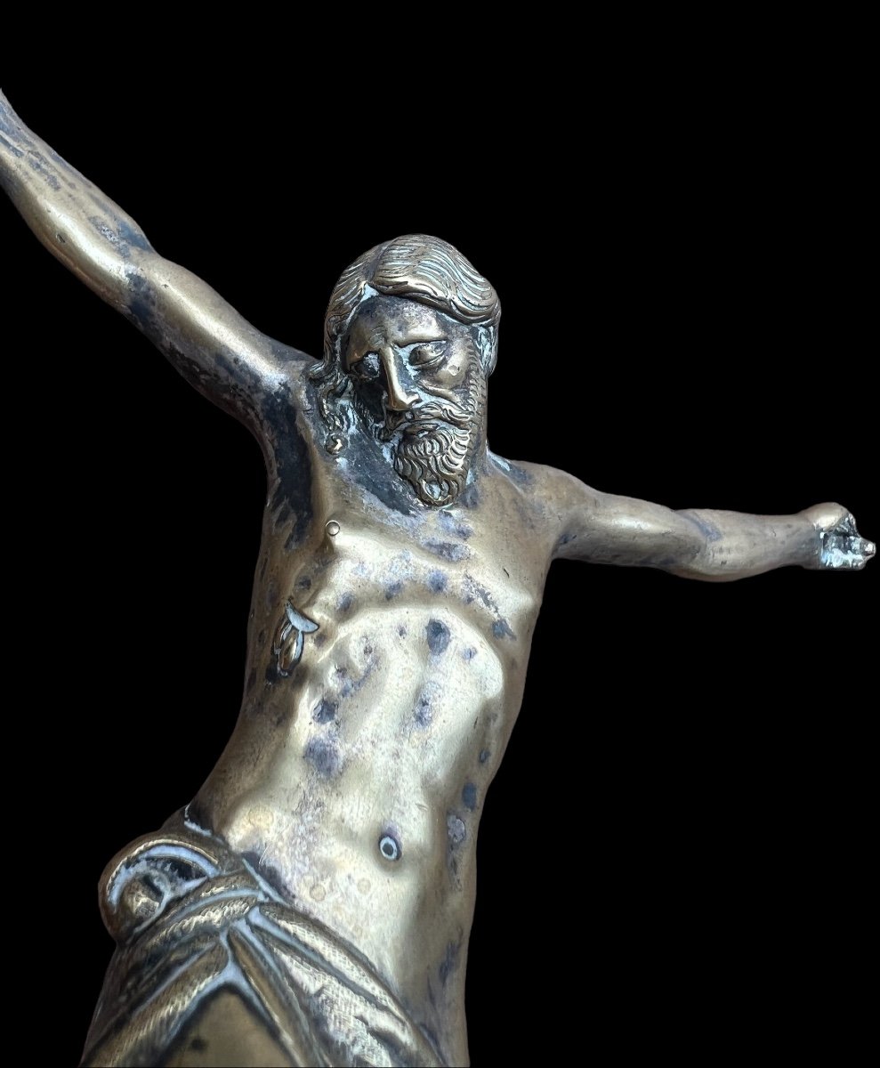 Statue De Christ En Bronze argenté ' Corpus Christi - Italien - 17e Siècle-photo-1