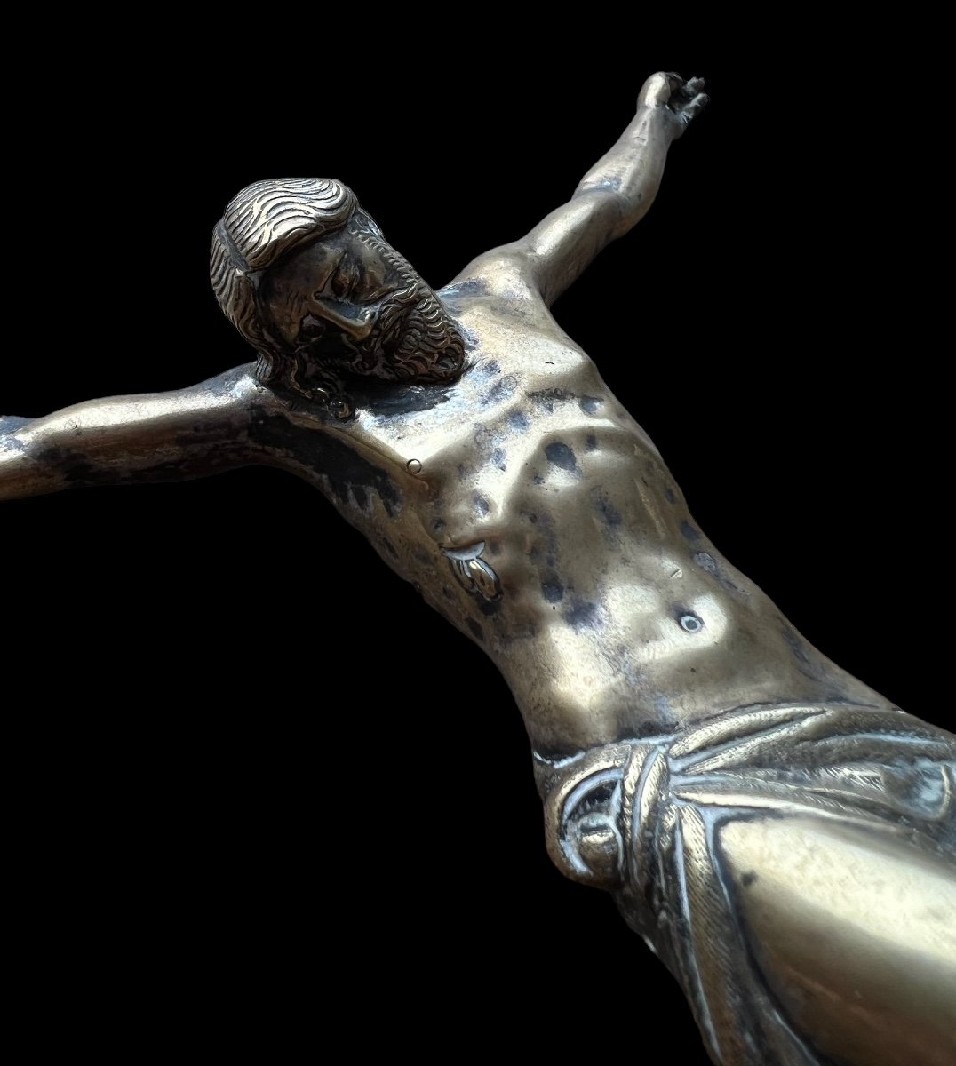 Statue De Christ En Bronze argenté ' Corpus Christi - Italien - 17e Siècle-photo-2