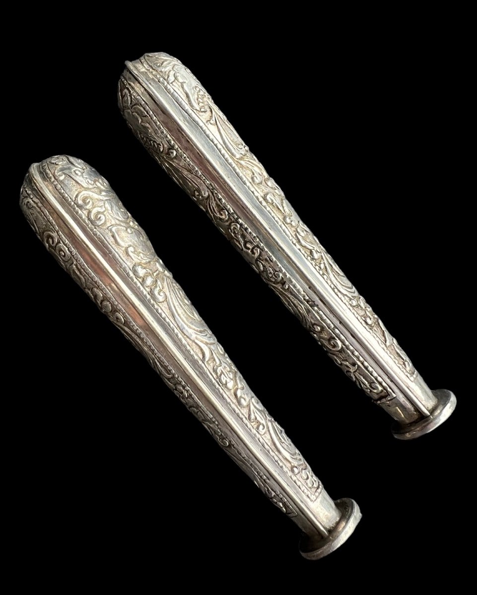 Two Cane/umbrella Handles In Sterling Silver - European - Early 20th Century-photo-1