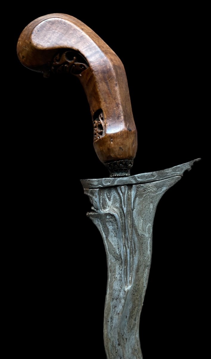 Balinese Keris/kris Knife/sword In Wood And Wrought Iron - Indonesia - Early 20th Century-photo-3