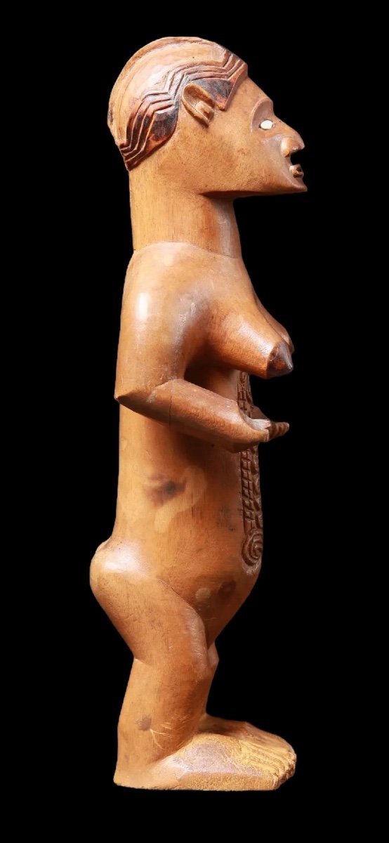 Pretty Wooden Statuette Of A Woman From The Bembe Tribe Of Congo - Africa - Early 20th Century-photo-3