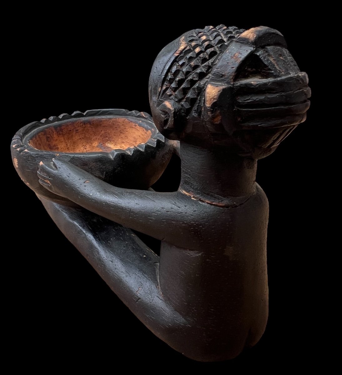 Wooden Statue 'mboko' From The Luba Tribe Of Congo - Africa - Early 20th Century-photo-3