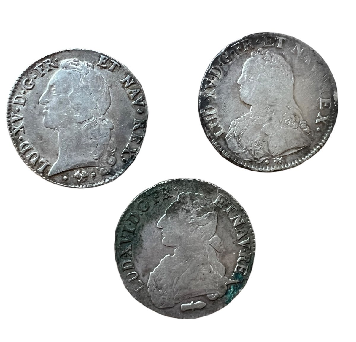 3 X 1 Ecu Coin In Solid Silver Of Louis XV And Louis XVI - France - 18th Century