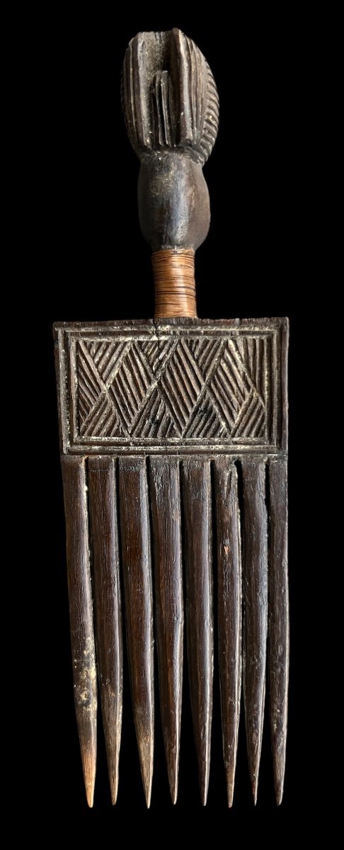 Wooden Comb From The 'chokwe/lwena' Tribe Of The Dr Congo/angola - Early 20th Century-photo-2