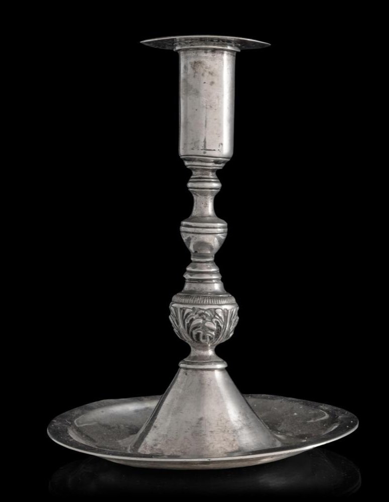 Colonial Chandelier In Solid Silver - Spain - 17th Century-photo-1