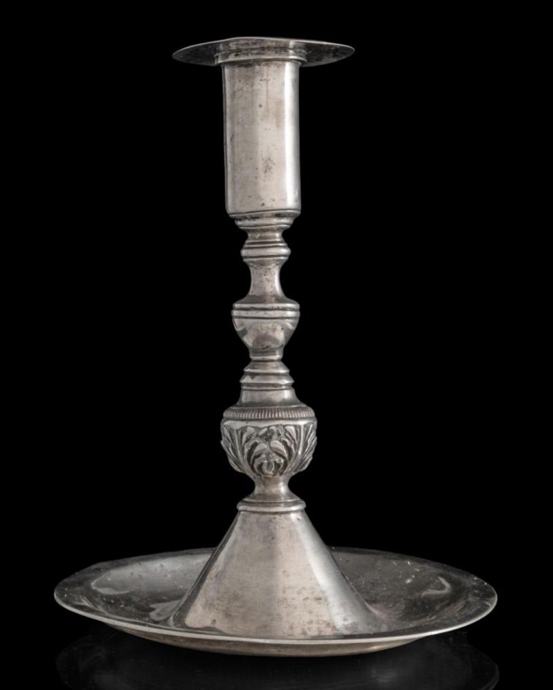 Colonial Chandelier In Solid Silver - Spain - 17th Century-photo-2