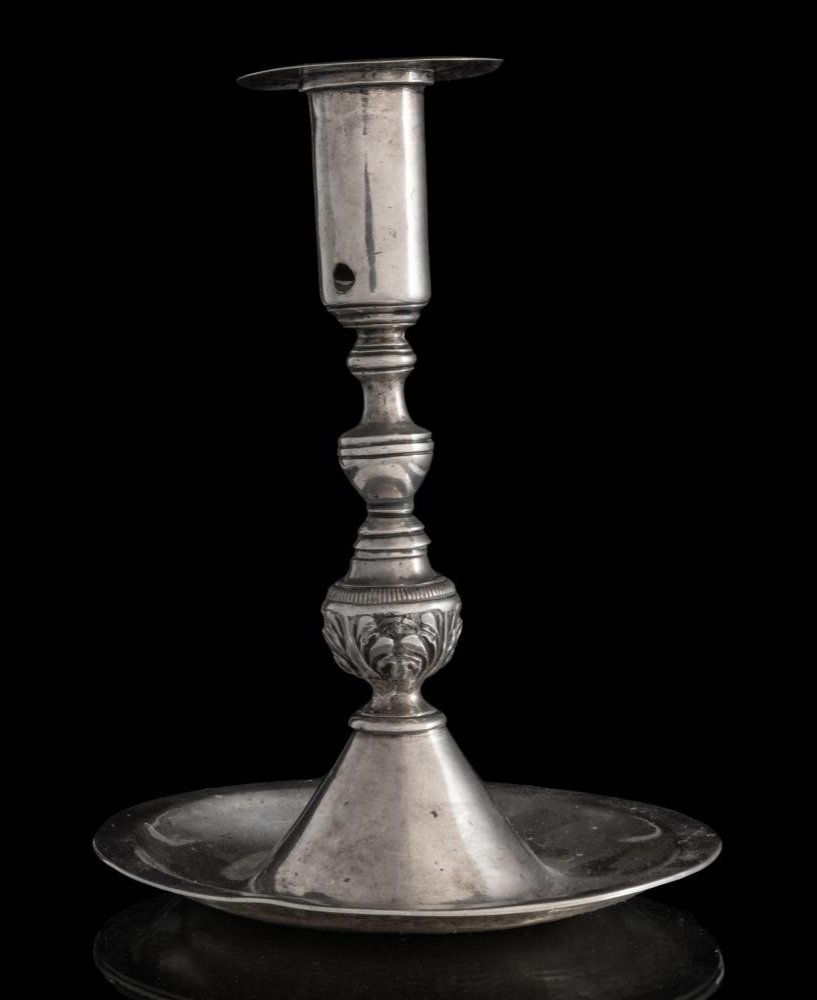 Colonial Chandelier In Solid Silver - Spain - 17th Century