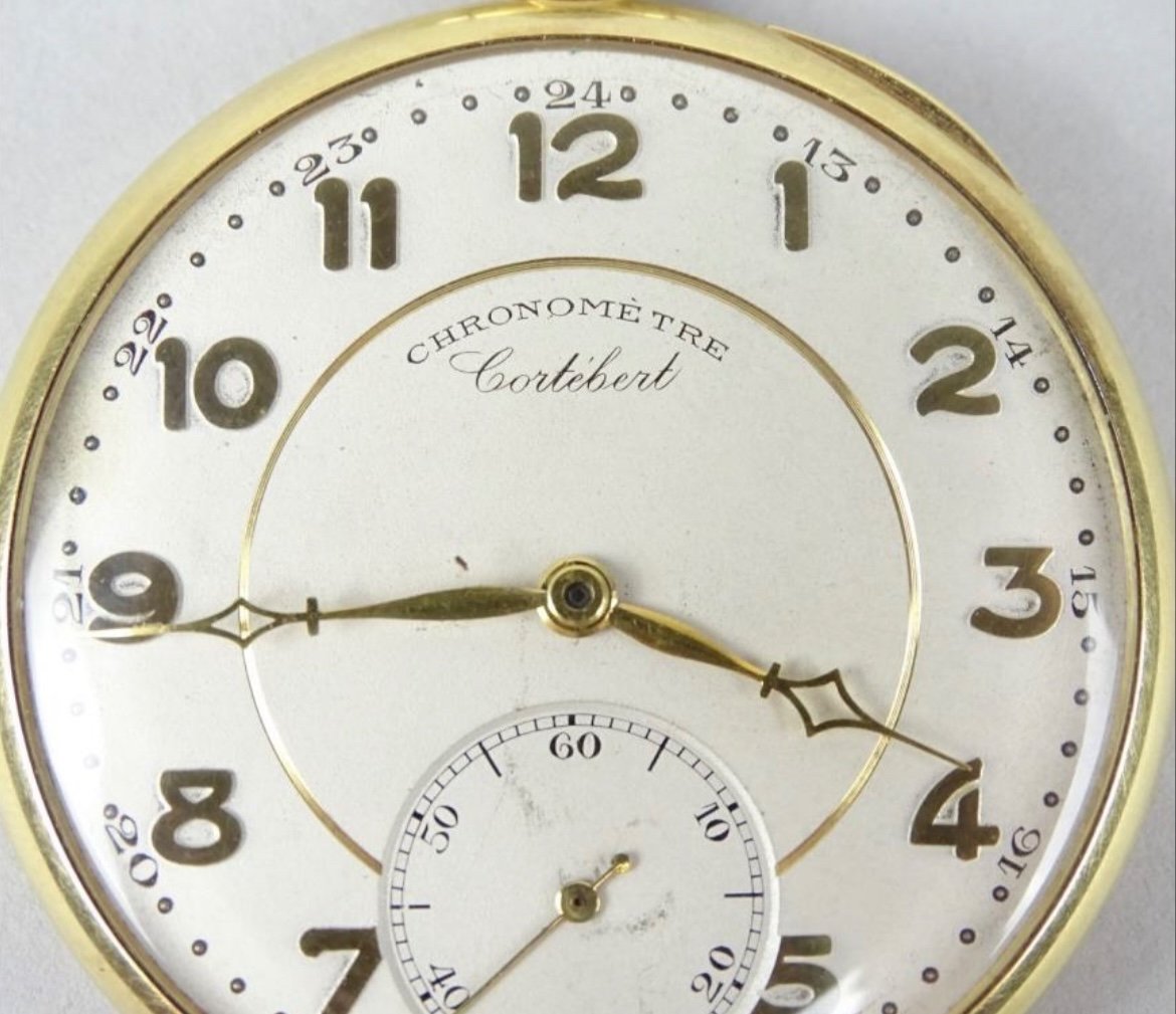 18kt Gold Pocket Watch For Men Chronometer 'cortébert' - Early 20th Century-photo-1