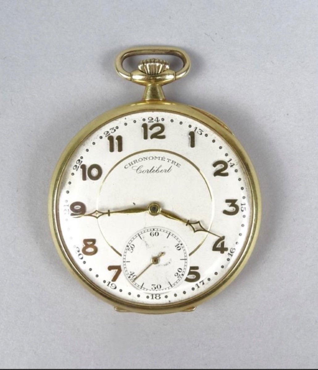 18kt Gold Pocket Watch For Men Chronometer 'cortébert' - Early 20th Century