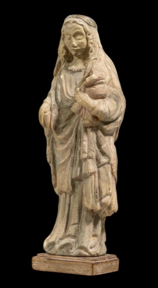 Sandstone Statue Of The Virgin And Child - 15th-16th Century - European-photo-1