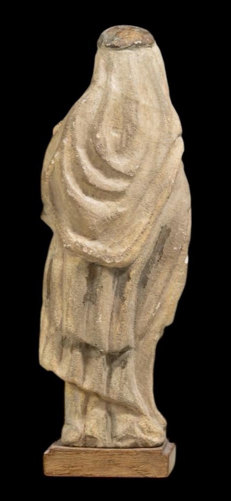 Sandstone Statue Of The Virgin And Child - 15th-16th Century - European-photo-3