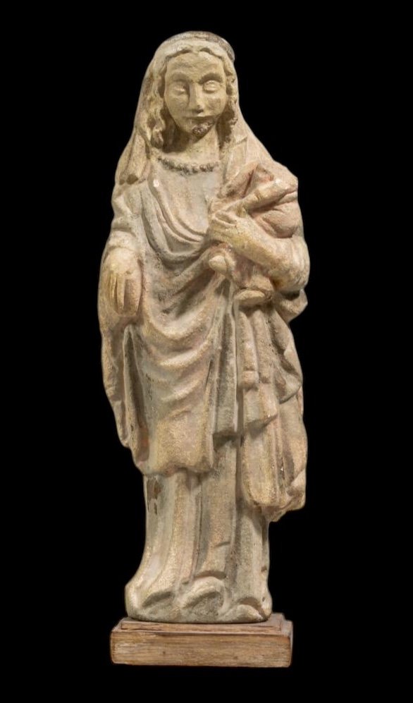 Statue En Pierre De Sable De La Vierge à l'Enfant - 15-16e Siècle - Européen