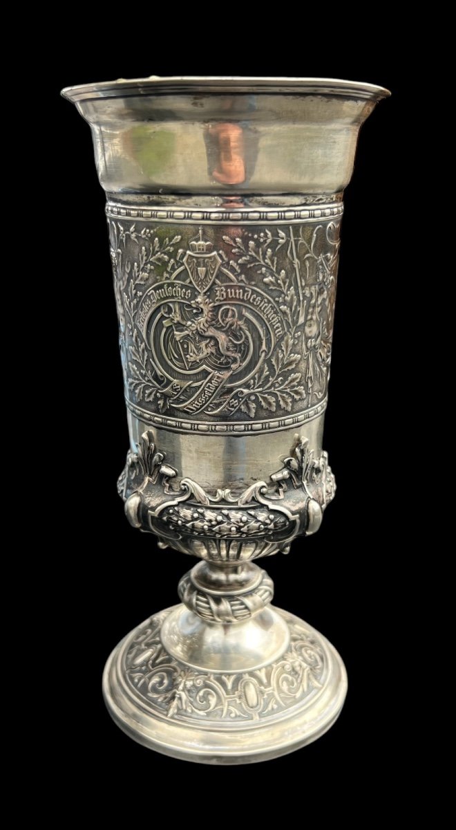 Large Silver Cup/thropy From A Shooting/hunting Club - Germany (dusseldorf) - 19th Century