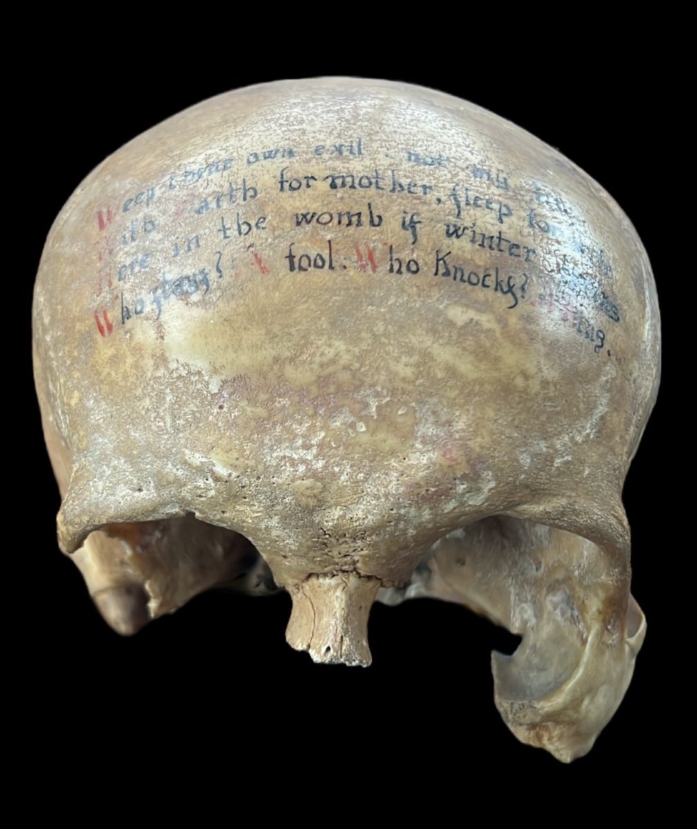 Rare Human Skull With Poem Written On The Forehead - European (english?) - 18/19th Century 