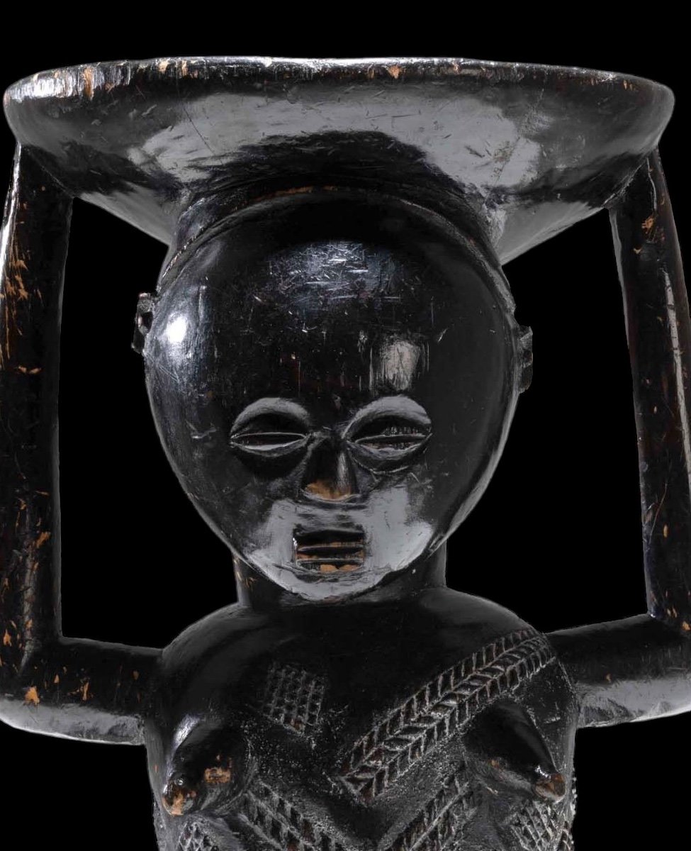 Superb Siège/tabouret De La Tribu ‘luba’ Du Congo - Afrique/africain - Fin Du 19e Siècle-photo-1