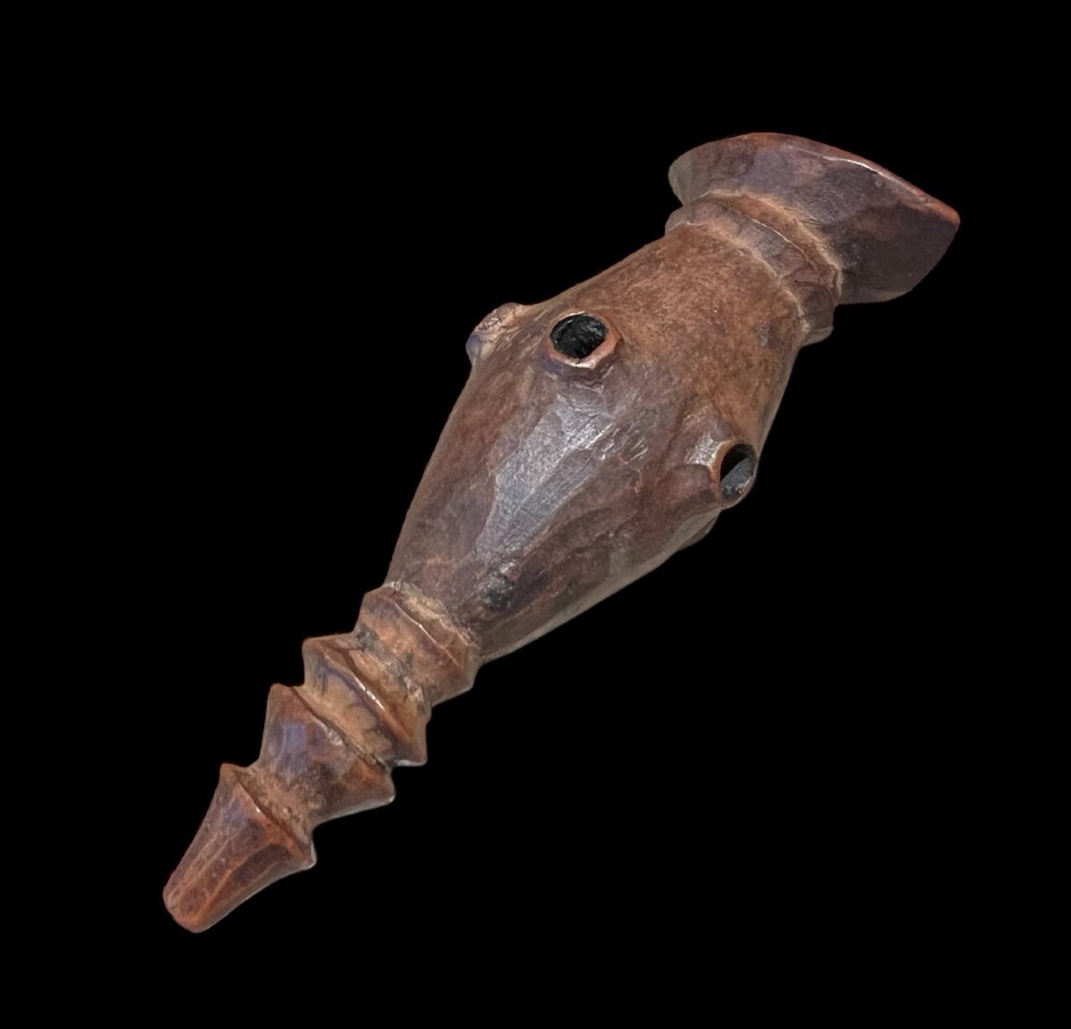 African Wooden Whistle From The 'bakongo' Tribe Of Congo - Africa - Early 20th Century