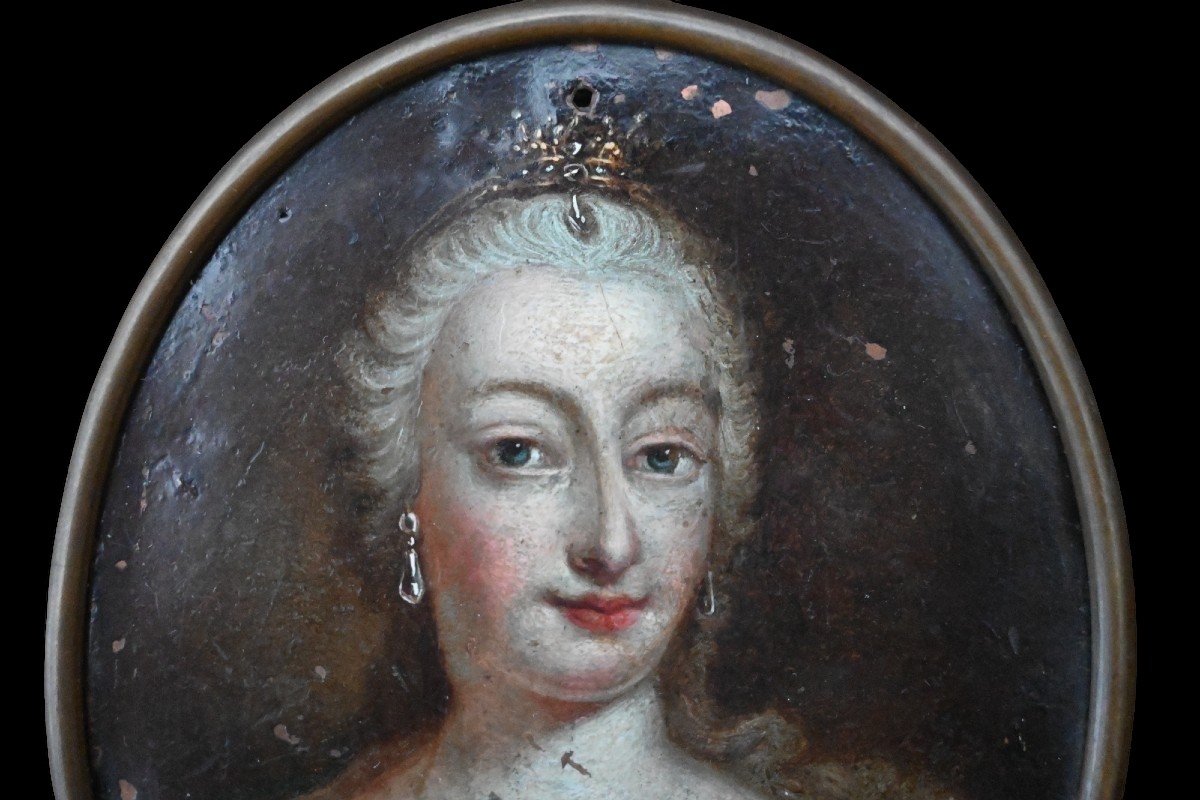 Miniature/painting Of Maria Theresa Painted On Copper - Empress Of Austria - 18th Century-photo-1