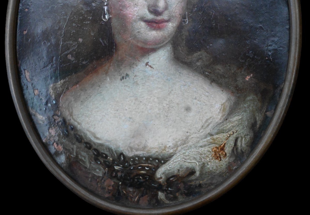 Miniature/painting Of Maria Theresa Painted On Copper - Empress Of Austria - 18th Century-photo-2