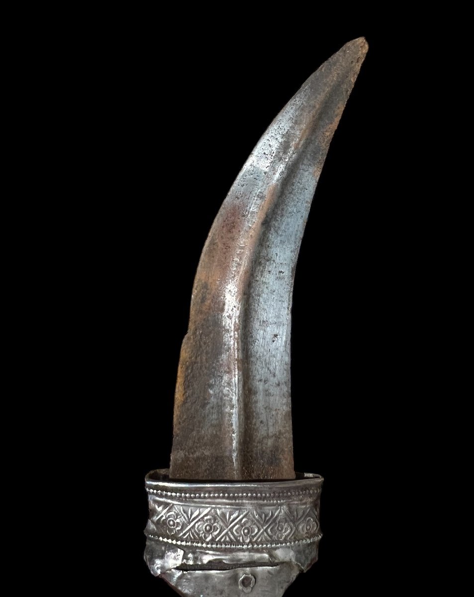 Prestige Dagger "jambiya/janbiya" In Solid Silver And Horn - Oman - 19th Century-photo-2