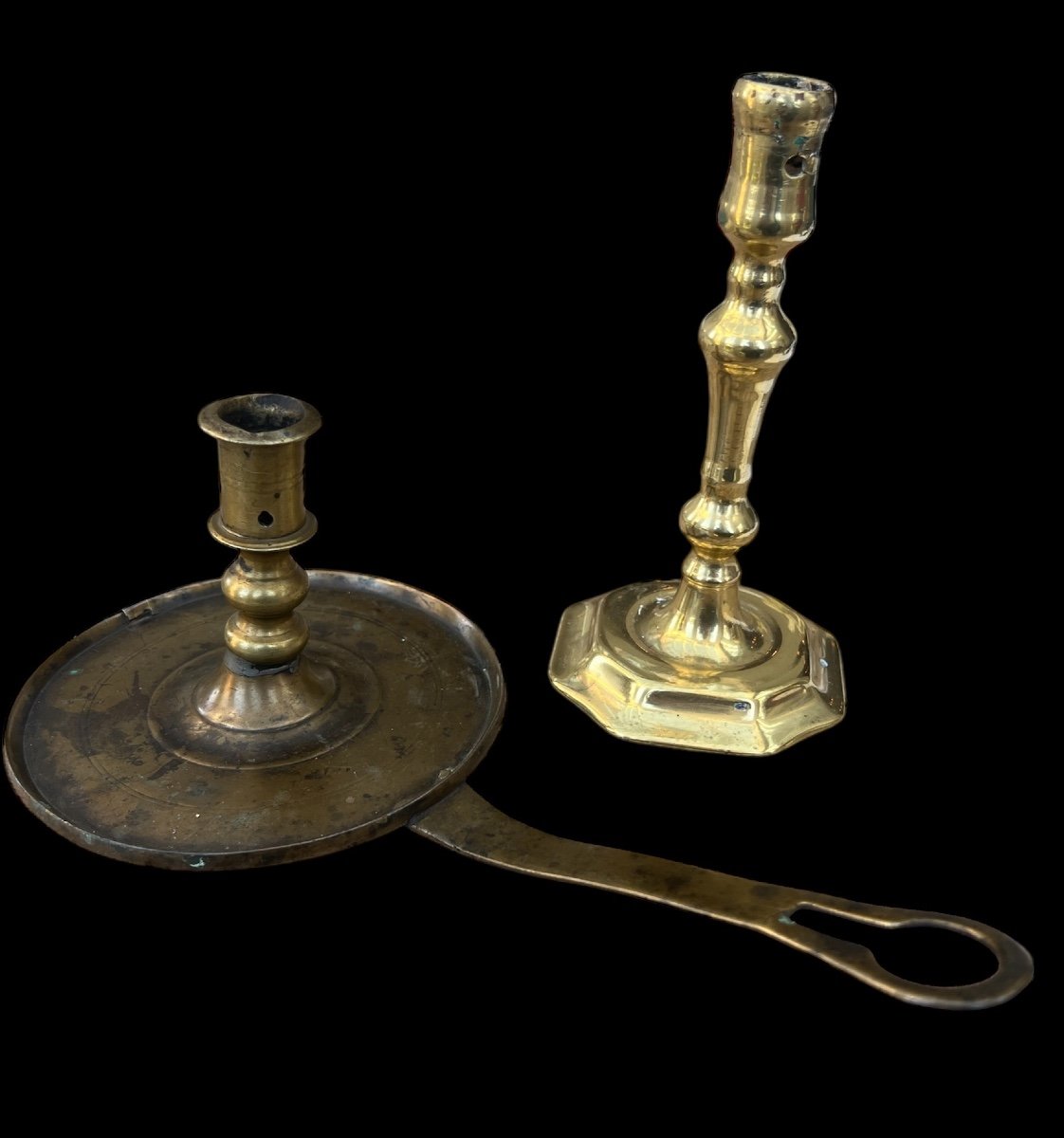 Two Brass Candlesticks - French And Spanish - 17th Century