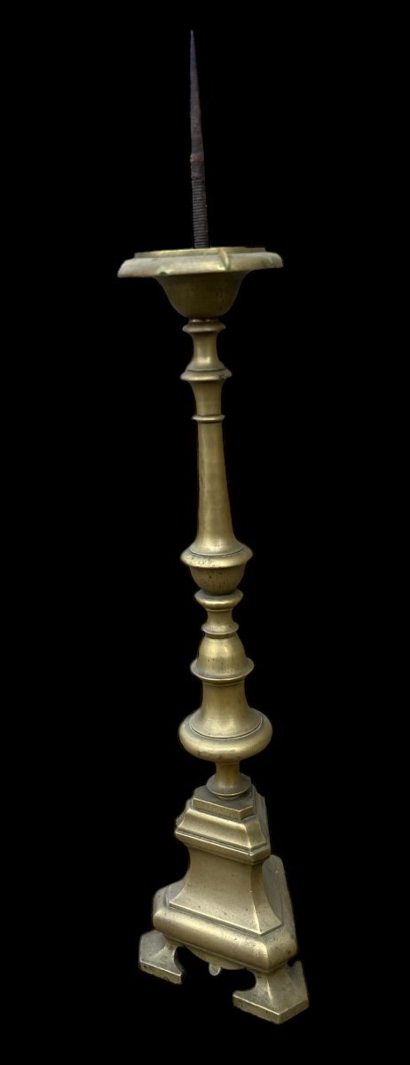 Large Brass Candlestick Holder - Italian - 17th Century