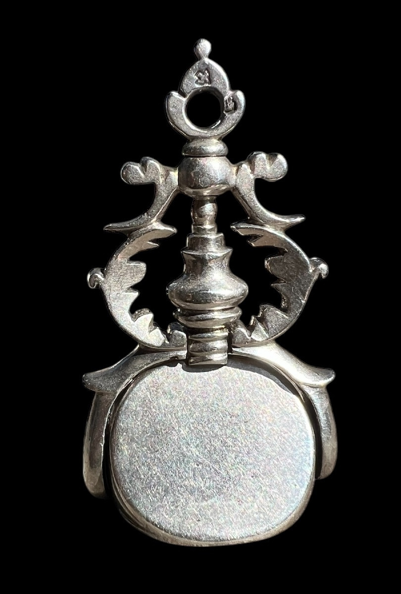 Large Sterling Silver Wax Seal With Hallmarks - France - 18th Century-photo-2