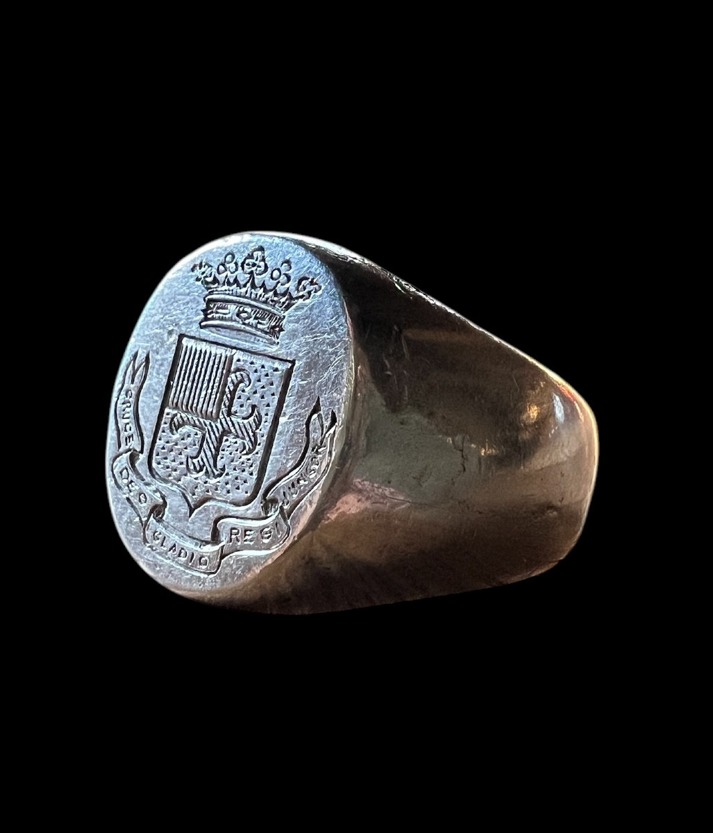 Signet Ring/seal Ring In Solid Silver - France - Late 19th Century