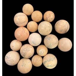 Collection Of 18 Old Billiard Balls - European - Late 19th Century