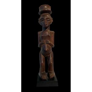 Figure With Wooden Snuff Box From The Chokwe Tribe - Angola - Early 20th Century