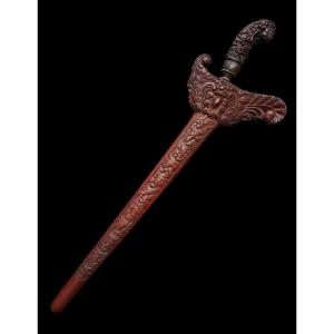 Couteau/épée cérémonial  Keris/kris En Bois - Indonesié - Fin 19e Siècle