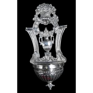 Solid Silver Holy Water Font - France - Late 18th Century