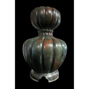 Grand Vase En Bronze De Différentes Couleurs De La Période Meji - Japonais - 19e Siècle